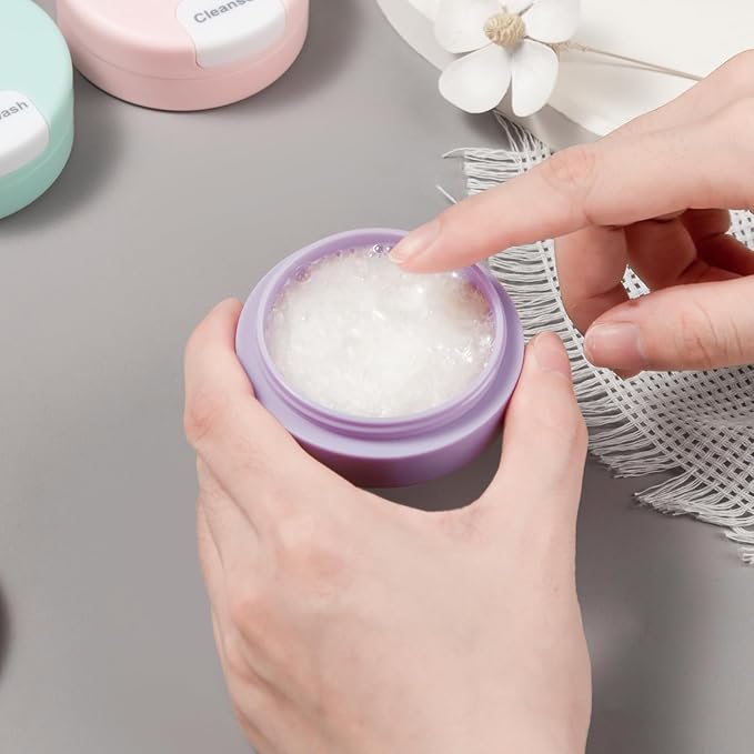 Gemice Travel Containers for Toiletries, Magnetic Travel Containers, TSA Approved Cream Jars with Toiletry Bag, Leak-proof Small 1oz Capsules Set with Multiple Labels for Organization (4 Pack)