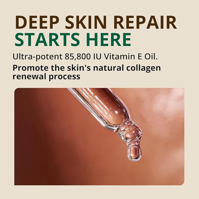 Vitamin E Oil - 100% Pure & Natural, 85,800 IU. Repair Dry, Damaged Skin from Surgery & Acne, Age Spots & Wrinkles. Boost Collagen for Moisturized, Youthful-looking Skin. d-alpha tocopherol, 2 Fl Oz