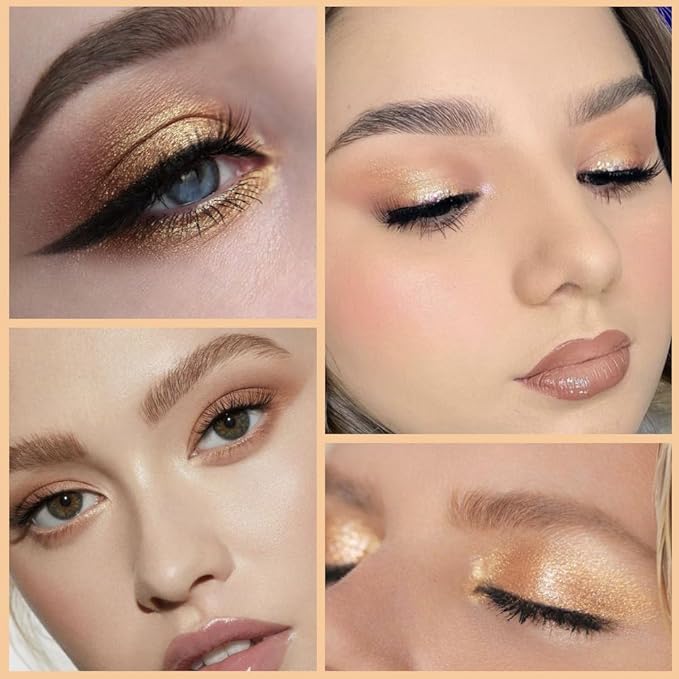 4Colors Eyeshadow Makeup Palette,Nude Champagne Natural Neutral Powde Eye Shadow Palette for Older Women,Long Lasting Naturing-Looking,Lightweight,Waterproof,Eye Makeup Kit Travel Size