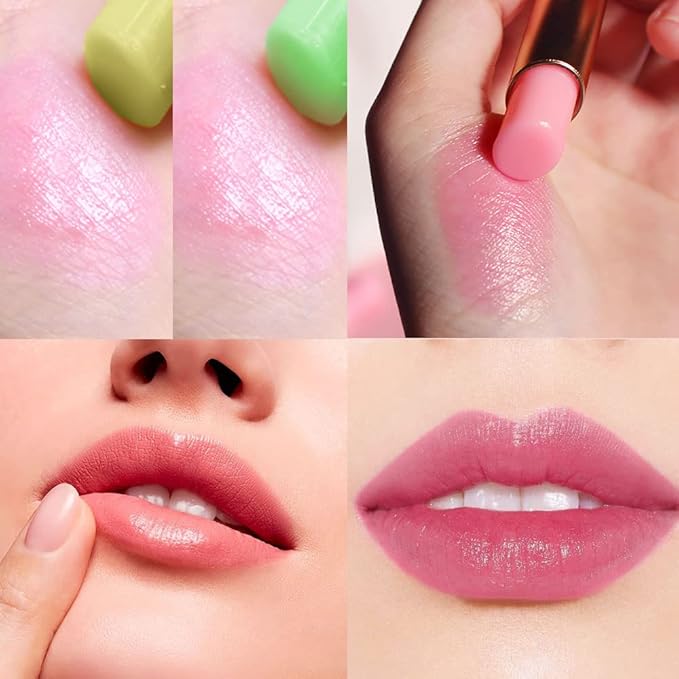 BINGBRUSH Peach Color Changing Lipstick,Moisturizer Long Lasting Lip Care Lip Balm Magic Lip Gloss Lip Tint Stain Gloss Set for Women (3 pcs Aloe + Peach + Avocado Lipstick)