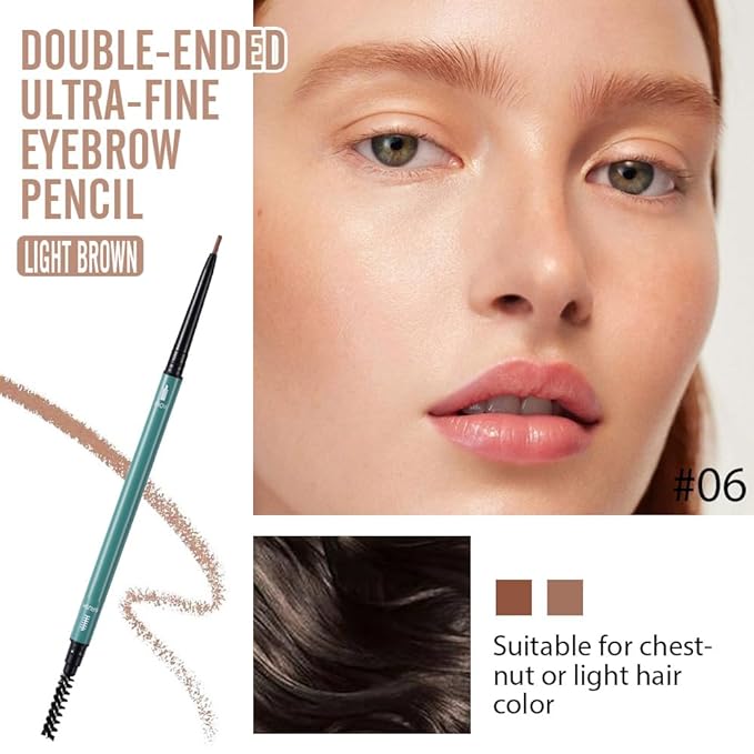 Light Brown Eyebrow Pencils for Women,with Spoolie Brush,Eyebrow Pencil Soft Textured,Waterproof Sweat-proof for Fills in Sparse Areas and Gaps Create a Natural Eye Brow,Vegan & Cruelty-Free