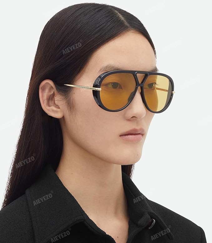 AIEYEZO Oversized Aviator Sunglasses Women Men Fashion Retro Big Frame Sun Glasses Designer Ladies Shades
