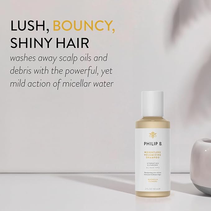 PHILIP B Weightless Volumizing Shampoo, 2 fl. oz. (60 ml) - Removes Oil and Product Build-Up, Adds Extra Body, Bounce and Shine