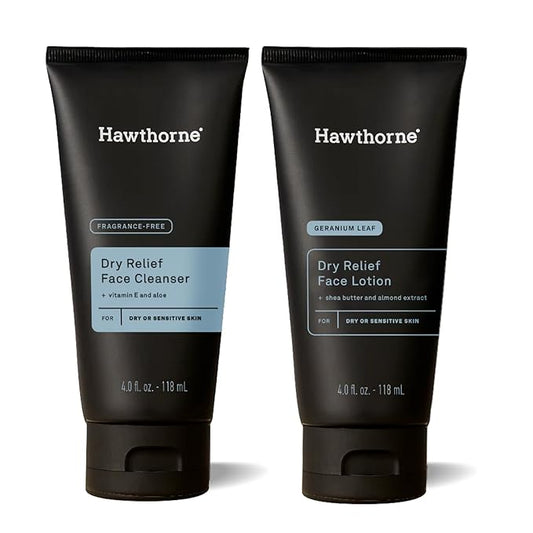 Hawthorne Moisturizing Men’s Skin Care Kit. Men’s Facial Care Kit with Face Wash Cleanser and Face Lotion For Dry, Sensitive Skin. Natural, Non-Toxic, Paraben Free, Phthalate Free. 4 Fl. Oz. Each.