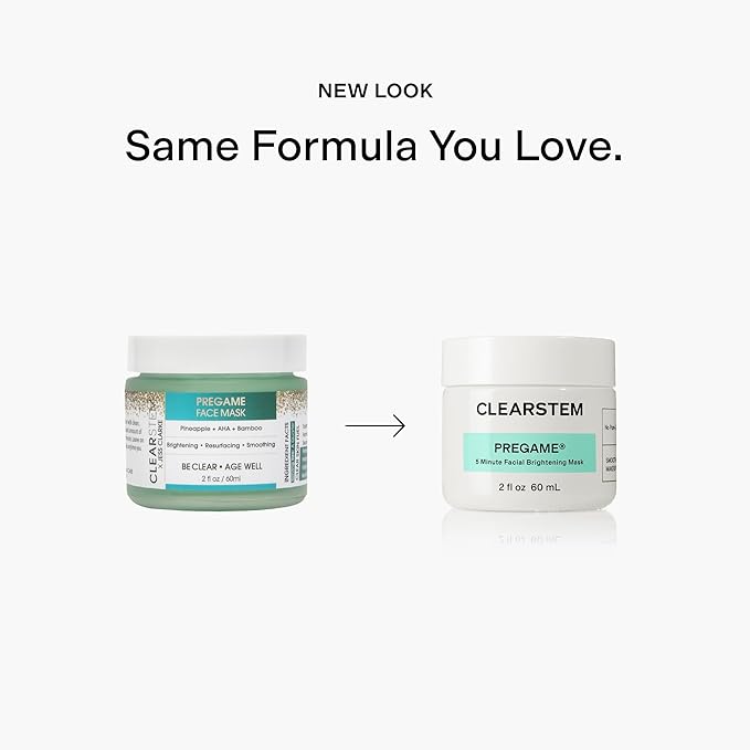 CLEARSTEM PREGAME Illuminating Face Mask with AHA Face Exfoliant - Skin Facial Mask with Bamboo & Turmeric for Makeup Prep - Gentle Face Exfoliator and Smoothing Face Mask for Weekly Skincare Routine