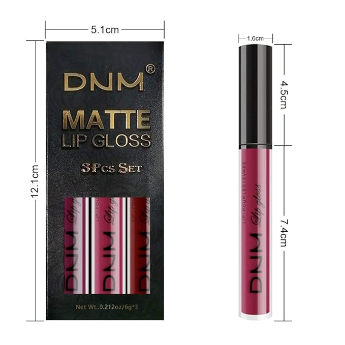 AMY'S DIARY 3Pcs Dark Red Purple Matte Liquid Lipstick Sets, Matte Lipstick Lip Stain Long Lasting 24 Waterproof Lip Gloss Gift Set Matt Lipsticks Set for Women Lippies (Set01)