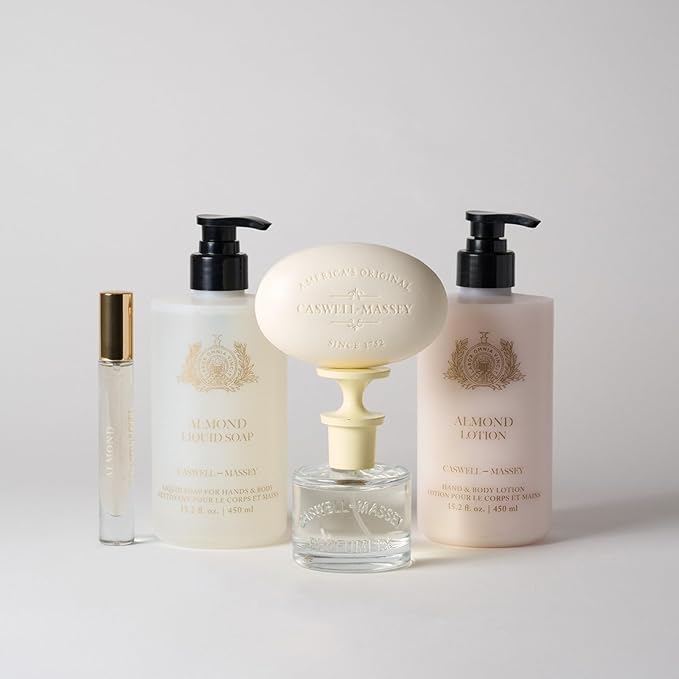 Caswell-Massey Almond Natural Bar Soap for Men & Women, Moisturizing Body Soap Bar for All Skin Types, Made with Essential Oils & Plant-Based Formula for Soft Skin, Made in USA, 5.8 oz