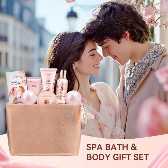 Spa Gift Baskets for Women Mom, Birthday Gifts for Her Wife, - 8 Pcs Relaxing Self Care Gifts Set with Cosmetic Bag & Bubble Bath, Ideal Mothers Day Gifts for Women, Wife, Girlfriend, Mom