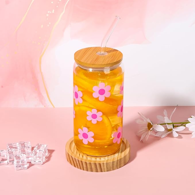 Birthday Gifts for Women Friendship, Teen Girls, Girls, Unique Cute Birthday Gift Box For Girl, Her, Sister, Daughter, Friends, Ideas Cute Daisy Aesthetic Glass Cups Gifts Set