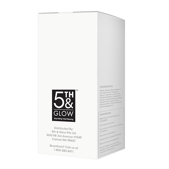 5th & Glow Glowic Anti-Aging Serum for Women – Antioxidant Serum for Face - Contains Hyaluronic Acid and Vitamin C – Reduces the Appearance of Dark Spots, Fine Lines, and Wrinkles, 1 oz