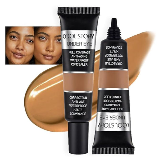 Kaely 2Pcs Under Eye Concealer for Older Women, Color Correcting Full Coverage Concealer for Dark Circles, Puffiness, Redness, Corrector de ojeras, Waterproof Anti Aging, Natural Matte Finish, Dark