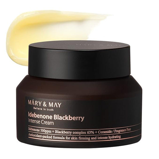 Mary&May Idebenone Blackberry Cream | Antioxidant Korean Moisturizer with 5 Ceramides & Hyaluronic Acid | Skin Barrier Repair & 48H Hydration | For All Skin Types (70g/2.46oz)