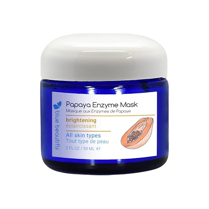 Blue Beautifly Papaya Enzyme Exfoliating Mask for Face - Enriched with Papain & Bromelain - Plant-based with No Artificial Colors or Fragrances - Restores Elasticity. Illuminates Complexion - 2 fl oz