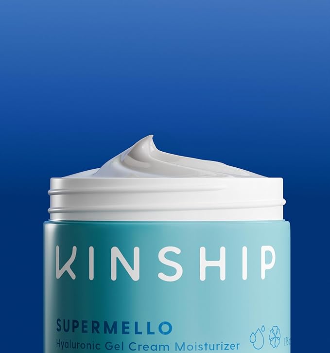 Kinship Supermello Hyaluronic Gel Cream Moisturizer – Nourish + Soothe Dry Sensitive Skin – Lightweight, Hydrating Face Lotion – Plump + Smooth – Reduce Redness – Daily Use Clean Skin Care (1.75 oz)
