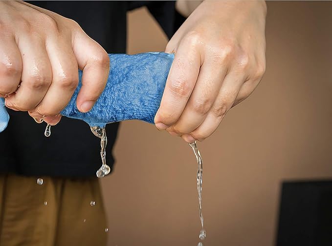 Softolle 100% Cotton Washcloths 24 Pack (12x12 Inches) Soft, Highly Absorbent Washcloth, Face Towels, Wash Cloths for Face, Ring Spun, Bulk Pack (Sky Blue)