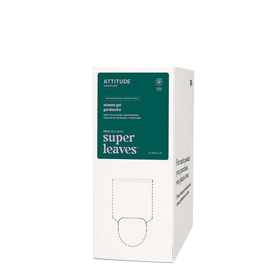 ATTITUDE Body Wash, EWG Verified Shower Gel, Dermatologically Tested, Plant and Mineral-Based, Vegan Personal Care Products, White Tea Leaves, Bulk Refill, 67.6 Fl Oz