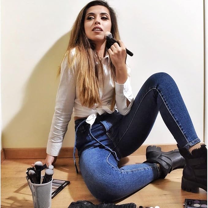 DUcare Makeup Brushes 15Pcs Premium Synthetic Kabuki Makeup Brush Set, Professional Foundation Concealers Powder Blush Blending Face Eye Shadows Black Brush Sets