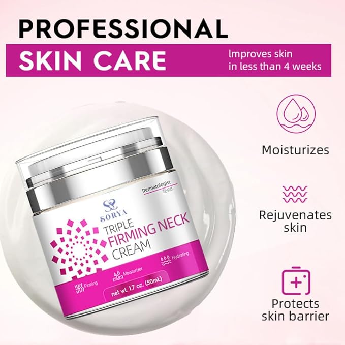SORYA Neck Firming Cream - Anti-Aging Facial Moisturizer with Retinol Collagen & Hyaluronic Acid Day & Night Anti-Wrinkle Cream Firming, Hydrating Face Cream