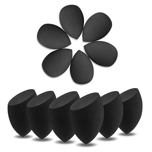 12 Pcs Black Makeup Sponges for Foundation Bulk Latex-Free Reusable big Beauty Sponge Blender Cosmetic Applicator For Powder Cream and Liquid Makeup Tools Set