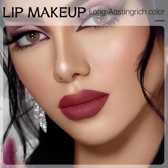 Wine Berry Matte Lip Liner Pencil – Smooth & Moisturizing Lip Pencil for Precise Contour, Rich Color Payoff, Lightweight Everyday Lip Makeup, Twist-Up Design,06#