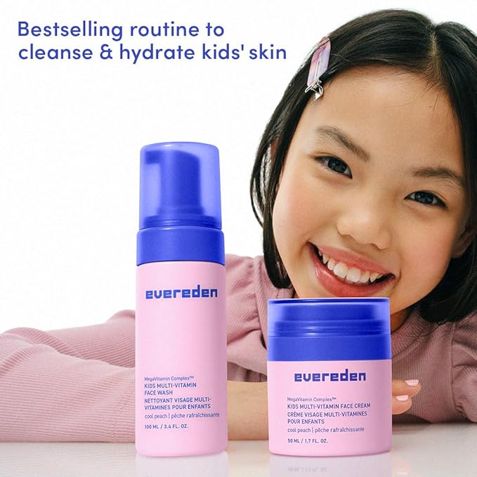 Evereden Kids Routine Bundle - Detangling Shampoo and Conditioner + Multi-Vitamin Face Wash and Face Cream for Kids 3+