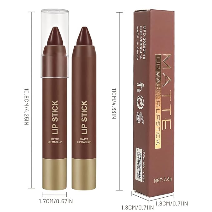 Matte Lipstick Crayon for Women, Light Brown 24 Hour Lipstick Lip Liner Pencil, Neutral Lip Stick Lipliner Long Lasting Waterproof Smudge Proof, Vegan & Cruelty-Free, 01