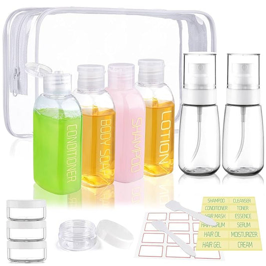 Cosywell Travel Size Bottles for Toiletries 10PCS TSA Approved Shampoo and Conditioner Containers Leakproof Spray Bottle for Cream Lotion Rose Water Travel Essential Toiletries