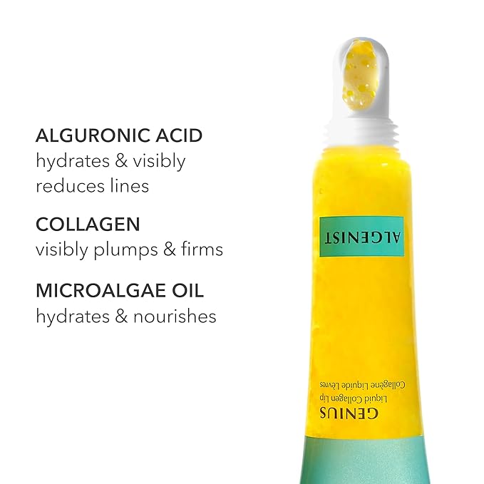 Algenist GENIUS Liquid Collagen Lip - Active Collagen Lip Treatment for Visibly Smoother Lips - Non-Comedogenic & Hypoallergenic Skincare (15ml)