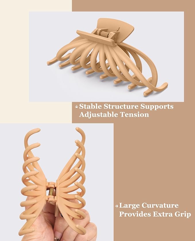 OPAUL Hair Clips for Thick Hair, 4 Pack - Extra Large Hair Claw Clips for Women, 4.75" Hair Accessories for Women Girls Gifts, Neutral 4 Colors: Blonde, Caramel, Chestnut, Black