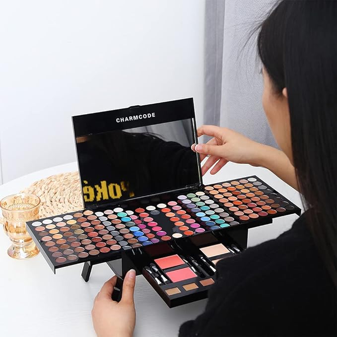 190 Colors Cosmetic Make up Palette Set Kit Combination with Eyeshadow Facial Blusher Eyebrow Powder Face Concealer Eyeliner Pencil A Mirror All-in-One Makeup Gift (Multicolor)