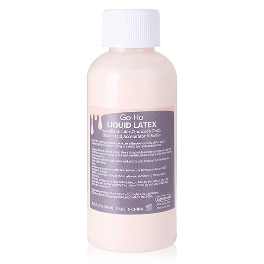 Go Ho Liquid Latex SFX Makeup(2 oz),Halloween Monster Zombie Costume Makeup,Quick Drying Multi-Purpose Liquid Face Paint for Scar Wound Peeling Skin Wrinkles Stipples Burns Blisters,Light Flesh