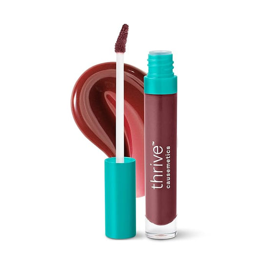 Thrive Causemetics Sheer Strength Lip Plumping Peptide Gloss, Lip Plumper with Vitamin E, Peptides, Plumps, Smooths & Hydrates Lips, High Shine, Vegan & Cruelty Free, Liliana (Deep Berry)