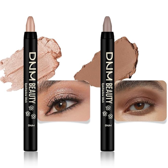 evpct 2Pcs Cream Eye Shadow Brightener Sticks Set for Eyes, Caramel Matte Pencil Eye shadow Applicator Stick Pen Palette Makeup Waterproof sombras en crema para ojos 25 + 29
