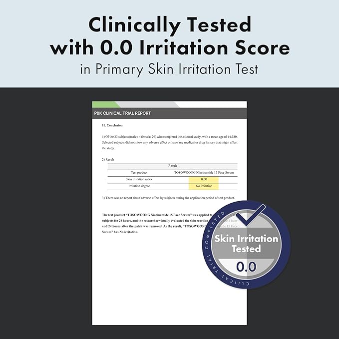 TOSOWOONG Niacinamide 15% Face Serum, 150,100ppm Niacinamide, Tranexamic acid, Dark Spot Corrector, Glass Skin, Radiant Complexion, Pore Minimizer, Even Skin Tone, Korean Skin Care, 30ml, 1.01 fl.oz.