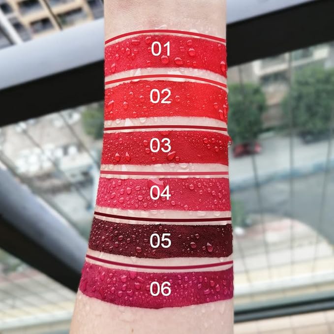 evpct 6Pcs Dark Red Mauve Purple Plum Matte Lip Stain Lip Liner and Lipstick Set Long Lasting Waterproof labiales matte mate larga duracion listip 24 hours a prueba de agua mate 24 horas originales