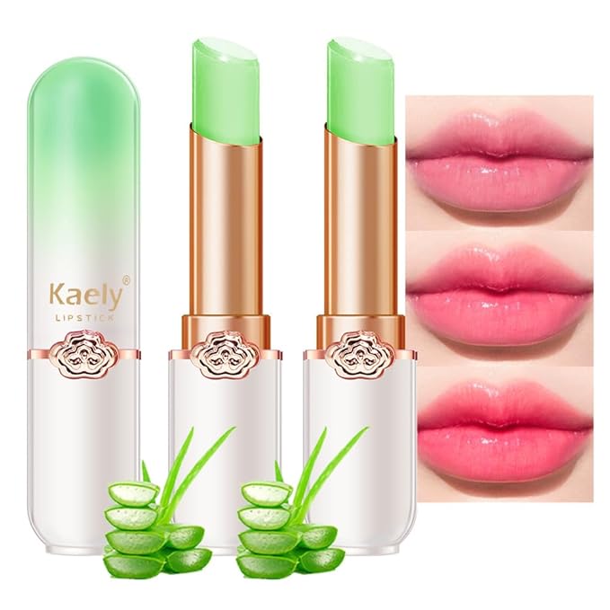 Kaely 2Pcs Aloe Hydrating Lipstick Tinted Lip Balm, Color Changing PH Lipstick Makeup, Korean Magic Lip Stain Long Lasting Waterproof, labiales magicos 24 horas originales