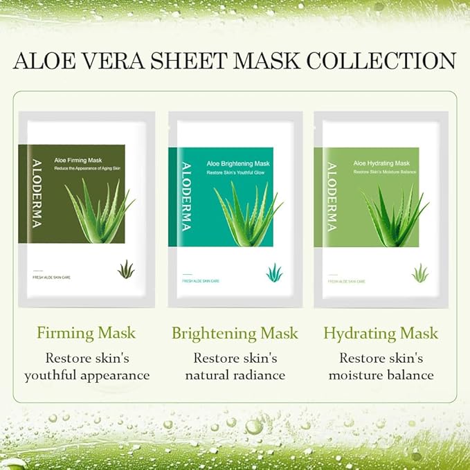 Aloderma Firming Sheet Masks with 89% Organic Aloe Vera 5 pcs - Formulated for Age-Defying Results with Hyaluronic Acid & Arginine, Intense Hydration & Nourishment for Plump, Supple, Rejuvenated Skin