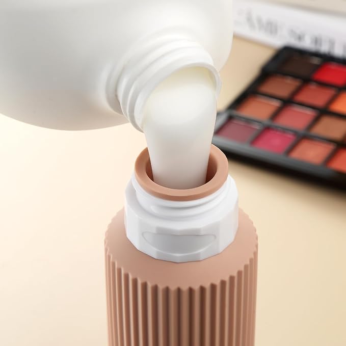 Travel Bottles for Toiletries, Large 6oz Travel Size Containers, BPA Free Leak Proof Tubs Refillable Liquid Accessories with Toiletry Bag for Cometic Shampoo and Lotion Soap (4 Pack)