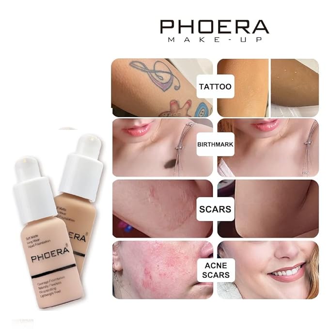 Phoera® Full Coverage Foundation Soft Matte Oil Control Concealer 30ml Flawless Cream Smooth Long Lasting aq (110 TRUFFLE)