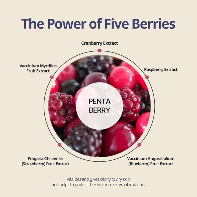 HEVEBLUE Penta Berry Panthenol Repair Cream - Vegan, Centella, Cica Barrier, Restore Moisture Balance, Deep Hydration, Sensitive Skin, Low Irritation, Korean Skincare, K-Beauty, Hypoallergenic