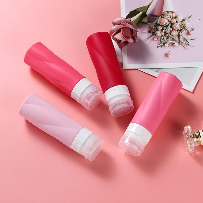 Gemice Travel Bottles for Toiletries, 3oz Tsa Approved Travel Size Containers BPA Free Leak Proof Travel Tubes Refillable Liquid Travel Accessories with Clear Toiletry Bag (4 Pack)