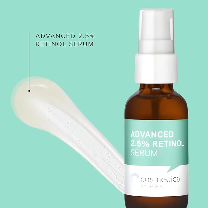 Cosmedica Skincare Facial Serum Trio Set Value for Clear Skin - Vitamin C Super Serum, 2.5% Retinol Serum, Pure Hyaluronic Acid Serum – Vegan, Cruelty-Free Skincare 6 pack