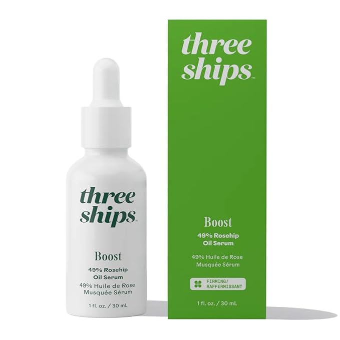 Three Ships - Boost 49% Rosehip Oil Serum | Moisturize, Firm, Plump Skin | Cruelty-Free, Vegan, Paraben-Free, Sensitive Skin Safe (1 fl oz | 30 mL)