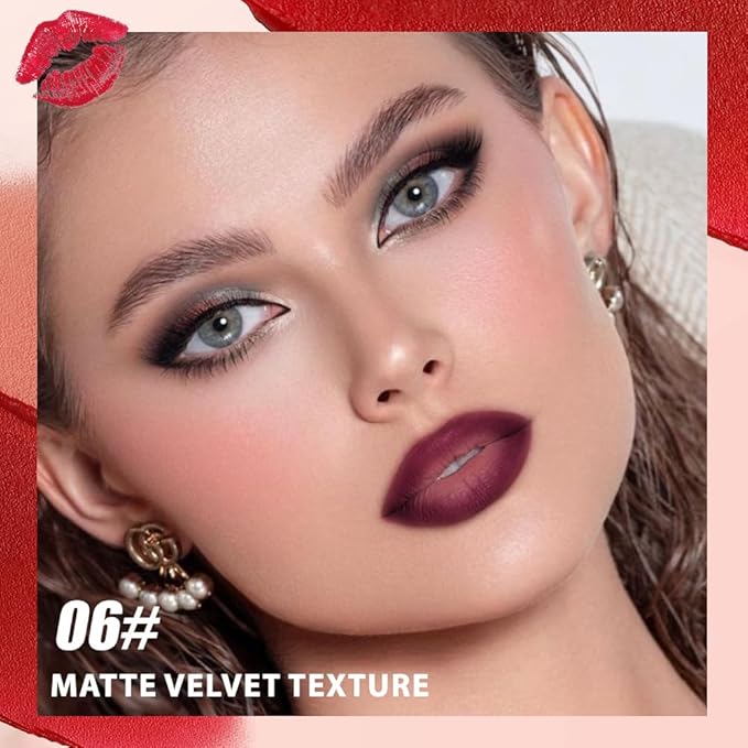 BINGBRUSH 2in1 Matte Lip Liner and Lipstick Combo, Lipstick for Women, Longwear Waterproof Lip Liner Pencil, Matte lipstick Smudge Proof lipstain, Women's Long Lasting Lip Makeup (6#Velvet Crush)