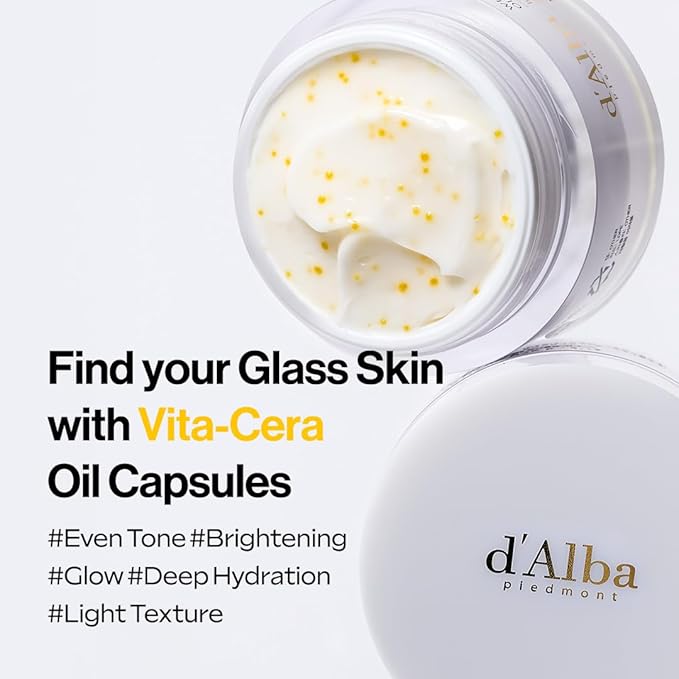 d'alba Piedmont Italian White Truffle Oil Capsule Cream, Glass Skin with Vita-Cera Oil Capsules, Deep Hydration Face Moisturizer (1.94 oz.)
