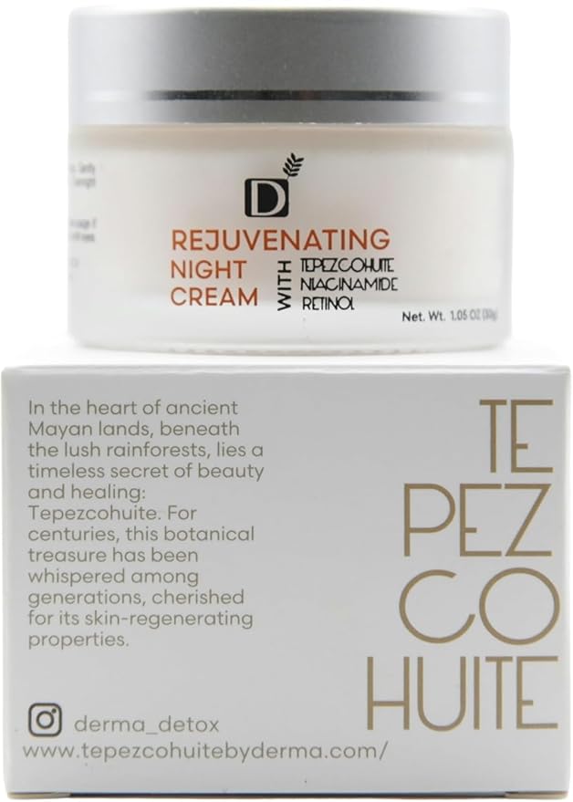 Rejuvenating Facial Night Cream with Retinol, Tepezcohuite, Niacinamide - cruelty-free, vegan, paraben-free silicone-free Mexican Natural skincare ingredients