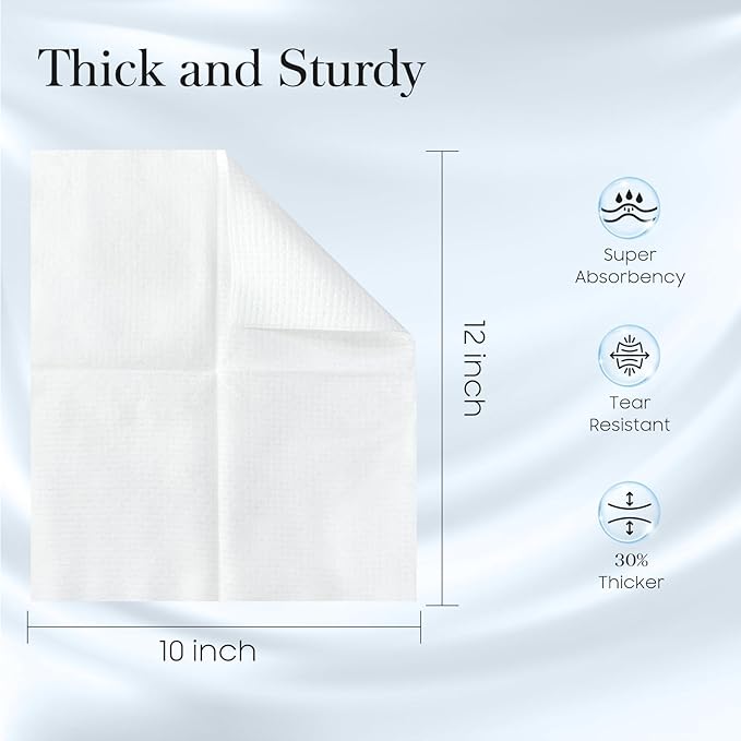 100 Count (2 Box) XL Disposable Face Towels 10” x 12”, 100% Viscose Fibre, Soft & Skin Friendly Face Towelettes Disposable, Facial Tissue Wipes for Women Cleansing
