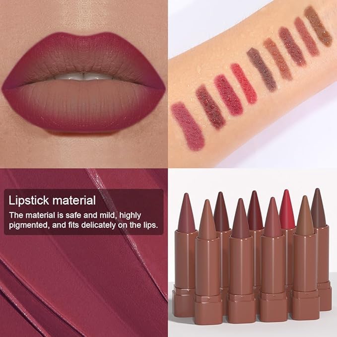 Nude Lipstick Lip Liner Matte Sets,Light to Dark High Pigmented Velvet Lipstick Lipliner for Daily Makeup,for Women Long Lasting Waterproof 24 Hours Lip Stick Lip Stain Makeup Gift Sets