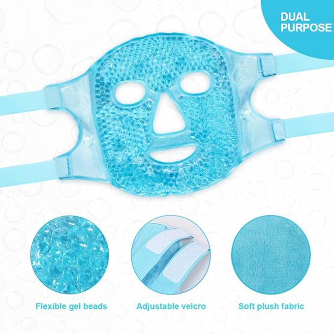 Cold Face Eye Masks Ice Face Mask Hot Cold Compress For Dark Circles, Puffiness, Migraines, Headache, Stress, Redness, Cooling Face Masks For Women Man, Skin Care