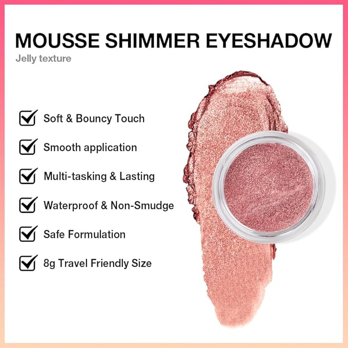 Rose Brown Mousse Mousse Shimmer Monochrome Eyeshadow, Neutral Matte Cream Monochrome Eye Shadow Pallette, Long-Lasting Waterproof Blendable sombras para ojos, Mini Eyeshadow(04#, Pack of 1)